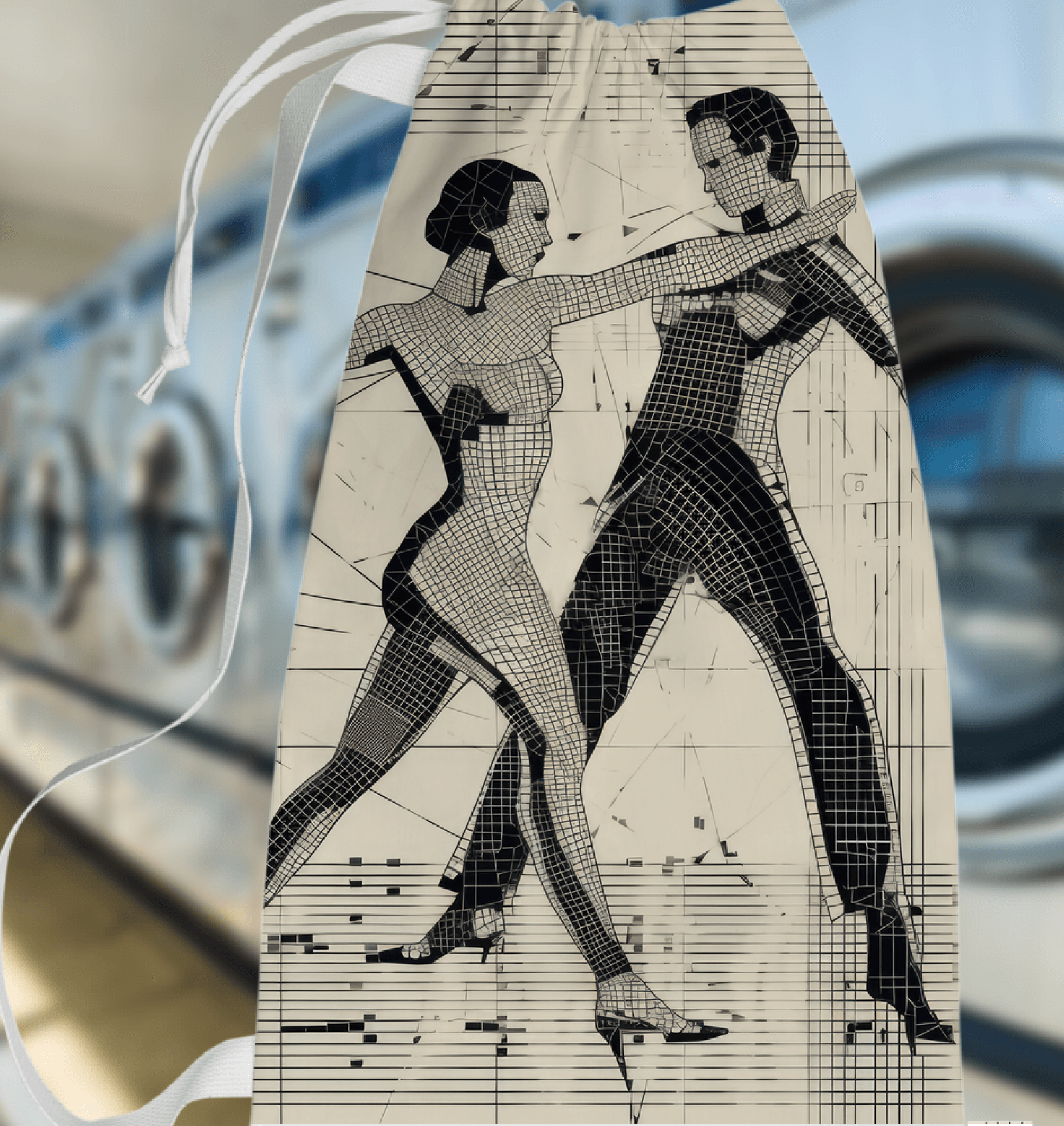 Elegant ballet-themed laundry bag for fashionable interiors.