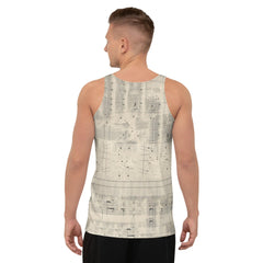 Close-up of Theatrical Balletic Fashion Men's Tank Top fabric and design.