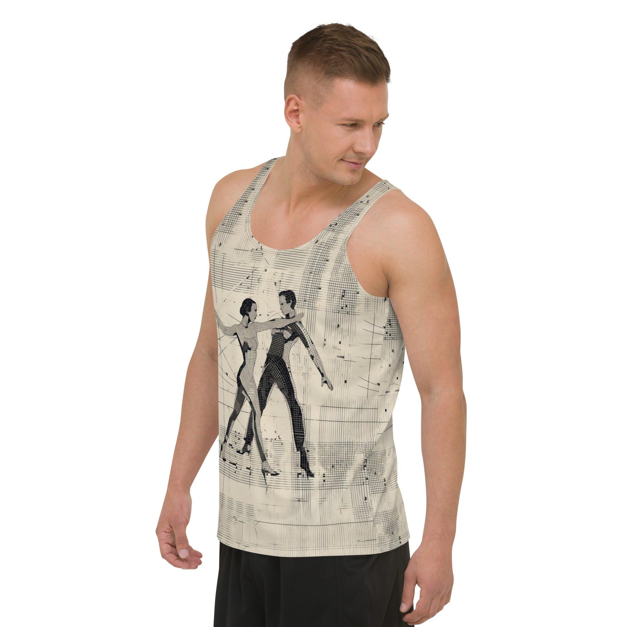 Men's Tank Top in Theatrical Balletic style worn at a casual outing.