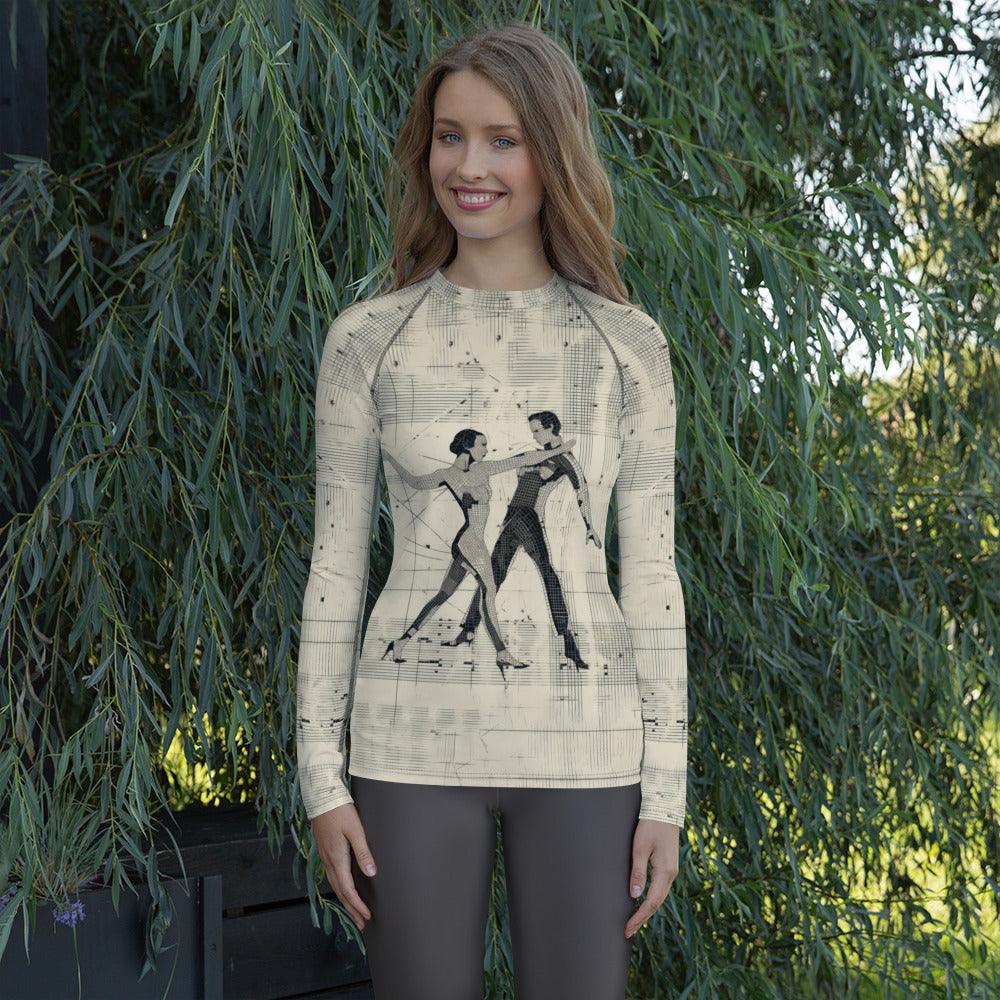 Theatrical Balletic Fashion Rash Guard for Women in action