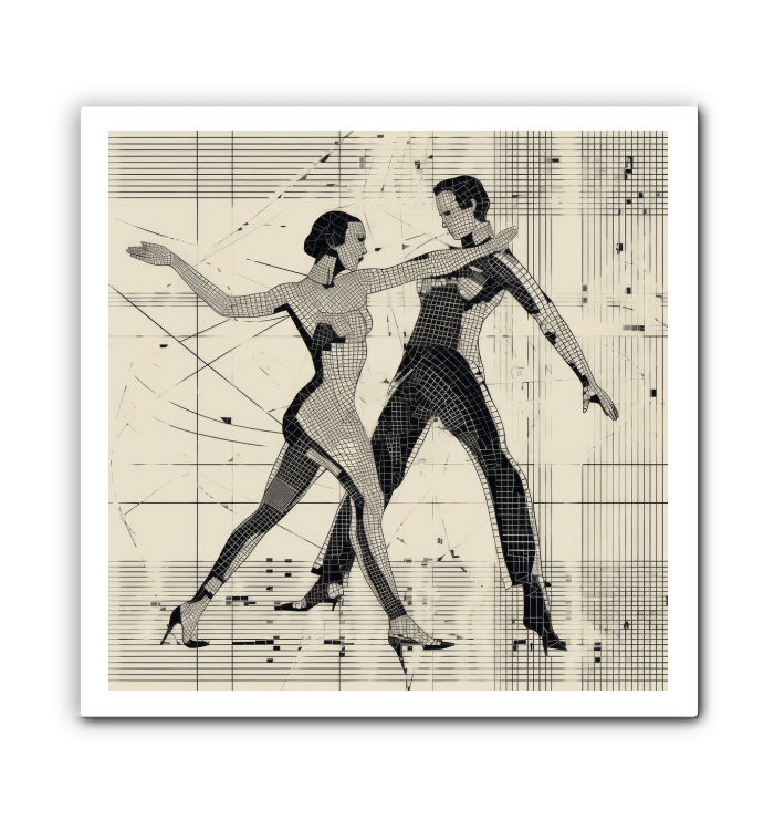 Abstract Balletic Fashion Canvas Art in Office