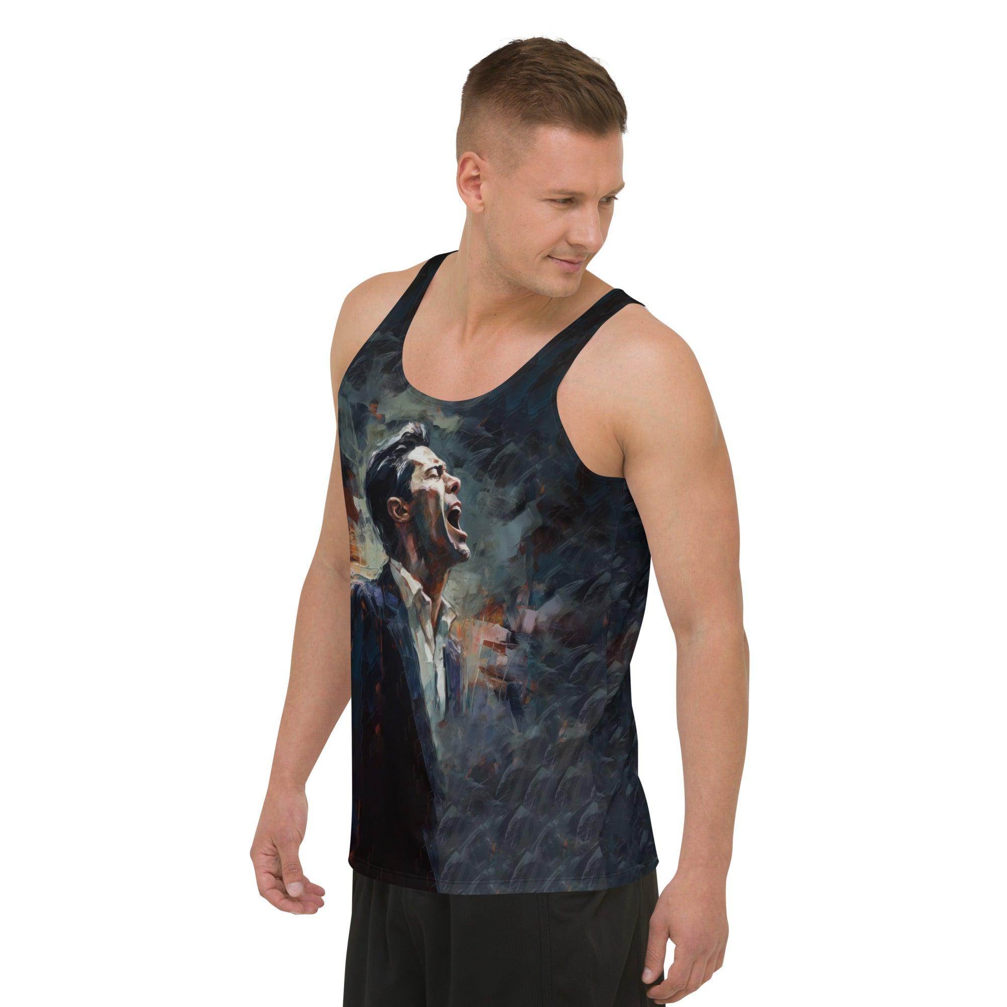Stylish Tonal Tapestry Tank Top for Men, ideal for summer fashion.
