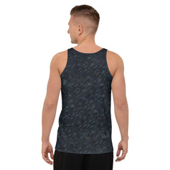 Close-up of Tonal Tapestry design on Men's Tank Top, highlighting texture and color detail.