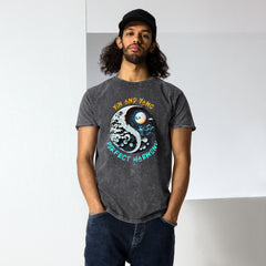 Eco-friendly Love and Peace unisex denim t-shirt.