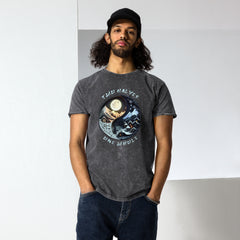 Casual unisex t-shirt featuring day to night sky artwork.