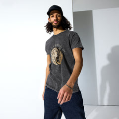 Art-inspired ink drop unisex denim t-shirt.