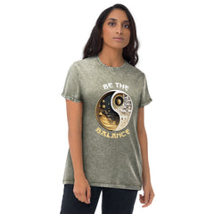 Stylish denim Yin Yang t-shirt for all genders.