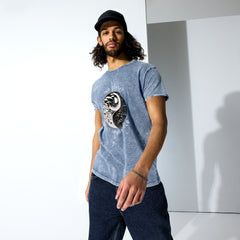 Bold urban graffiti denim t-shirt for any gender.