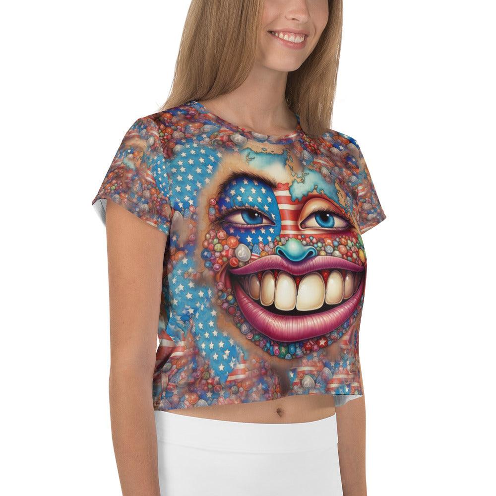 USA Unleashed All-Over Print Crop Tee - Beyond T-shirts