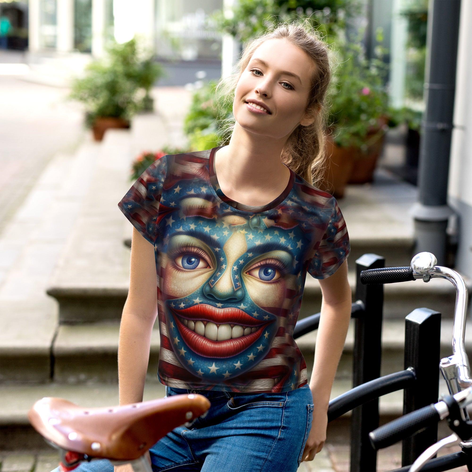 USA Up Close All-Over Print Crop Tee - Beyond T-shirts