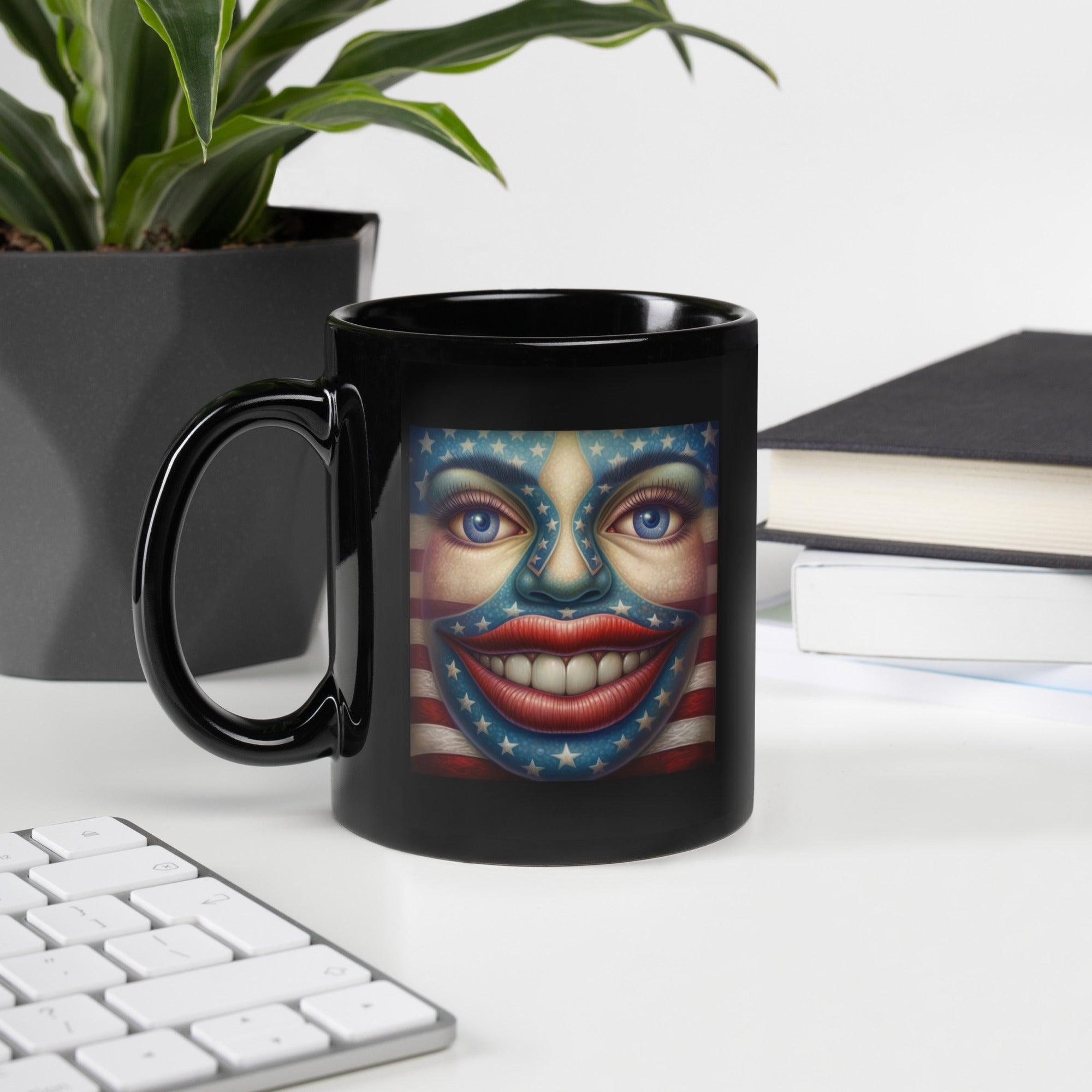 USA Up Close Black Glossy Mug - Beyond T-shirts