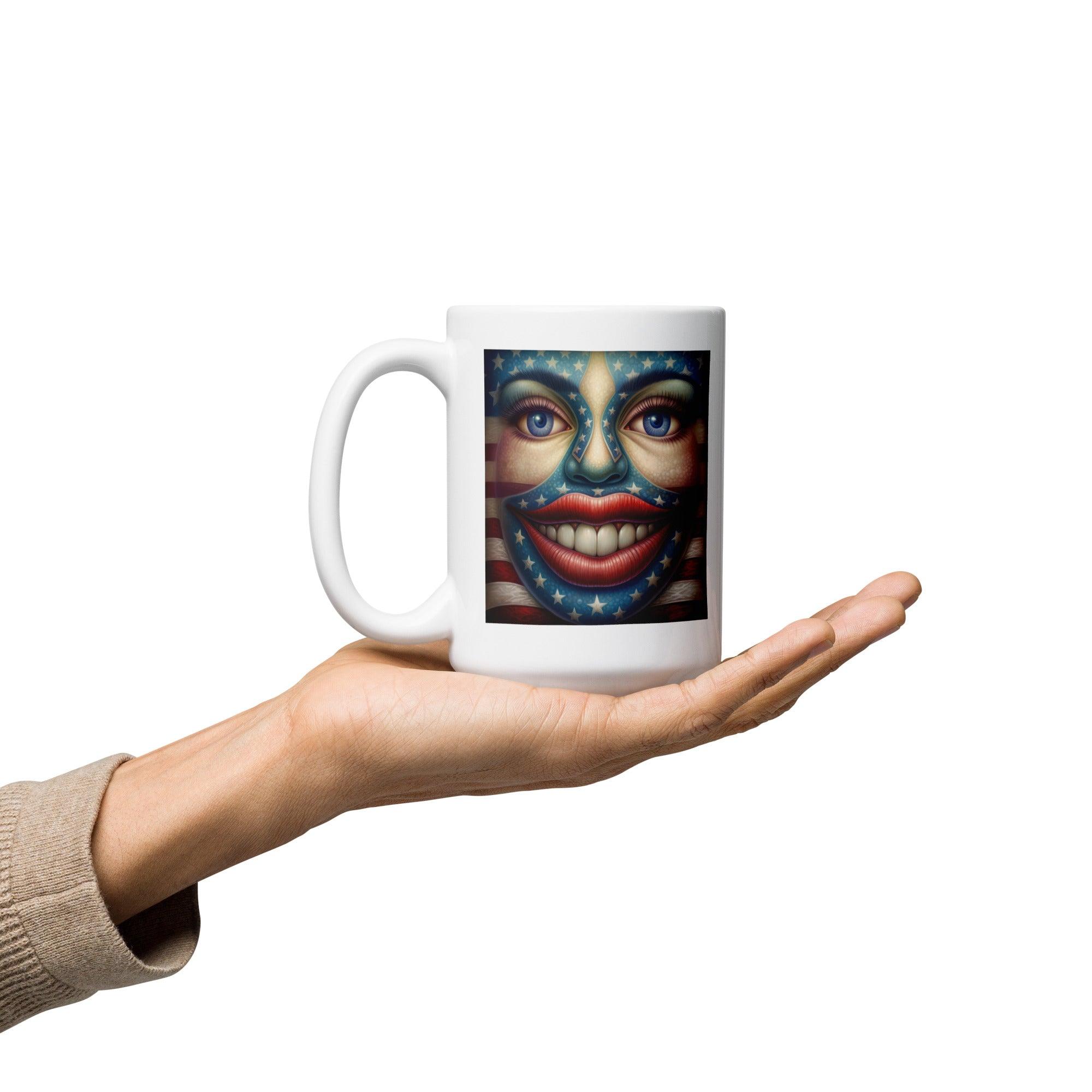 USA Up Close White Glossy Mug - Beyond T-shirts