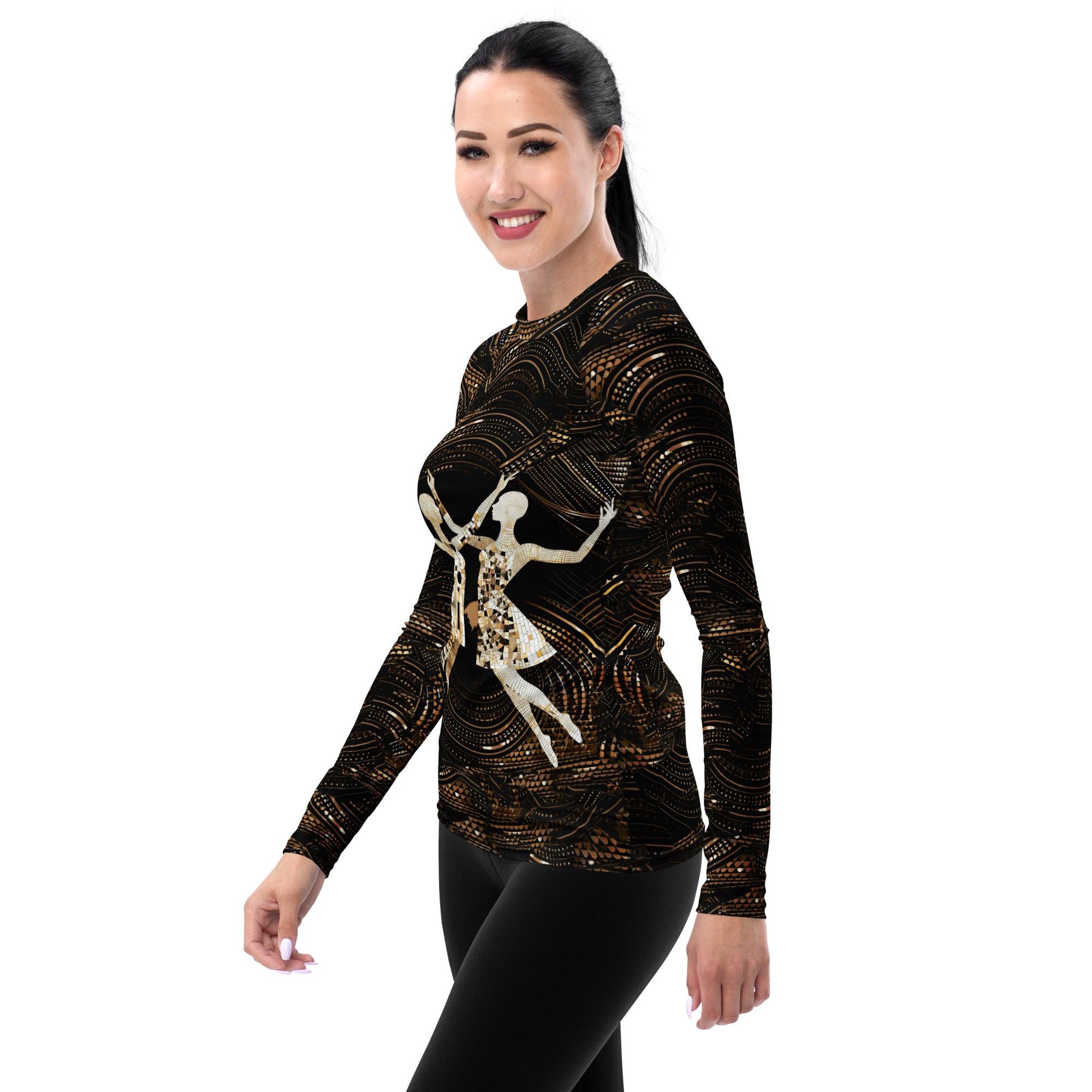 Vibrant Woman's Dance Elegance Women's Rash Guard - Beyond T-shirts