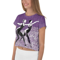 Vibrant Women's Dance Attire All-Over Print Crop Tee - Beyond T-shirts