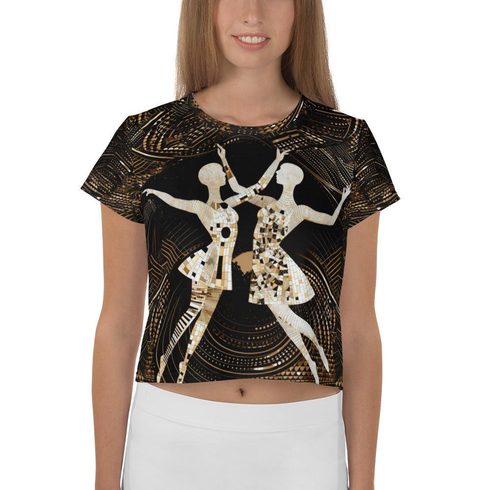 Vibrant Women's Dance Elegance All-Over Print Crop Tee - Beyond T-shirts