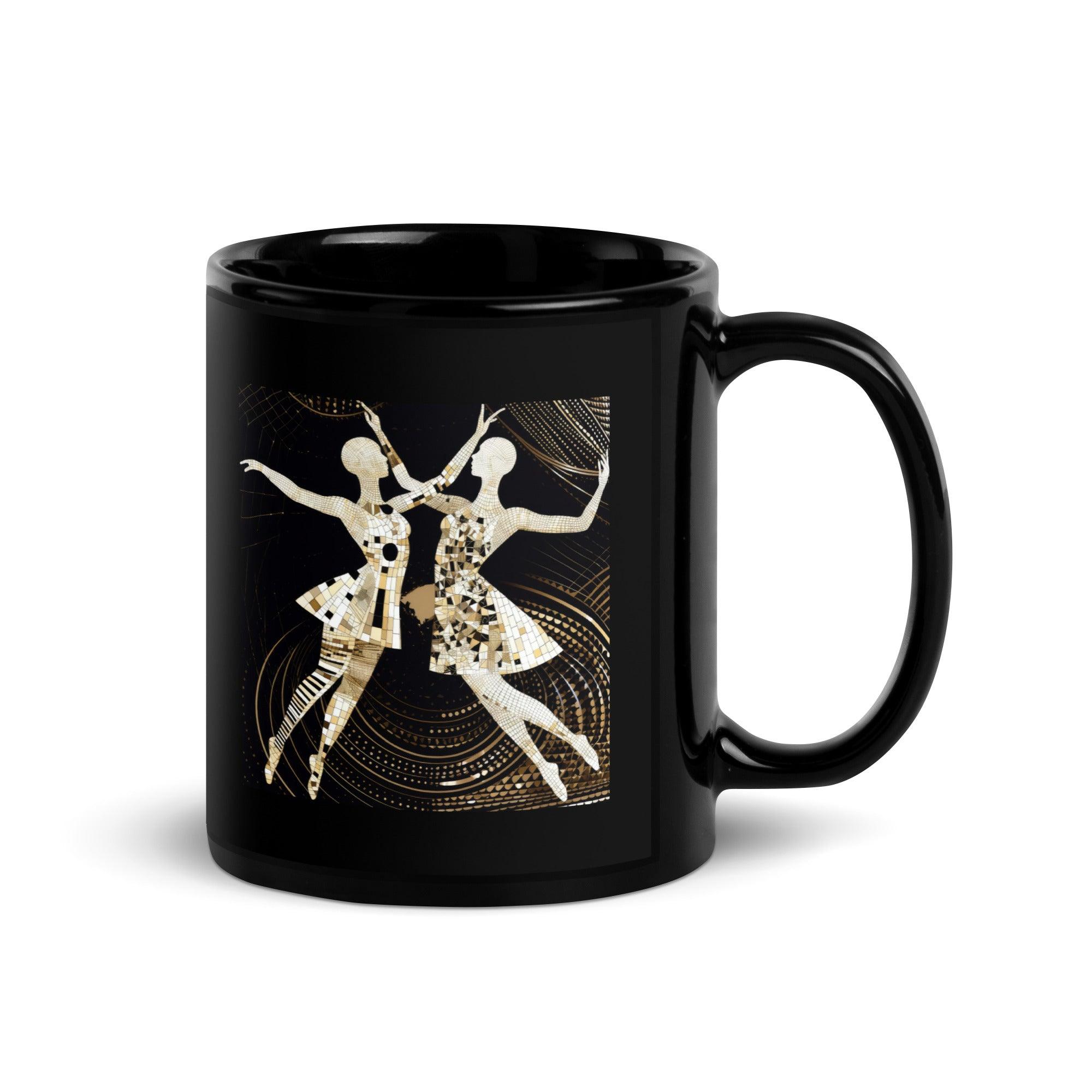 Vibrant Women's Dance Elegance Black Glossy Mug - Beyond T-shirts