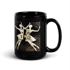 Vibrant Women's Dance Elegance Black Glossy Mug - Beyond T-shirts