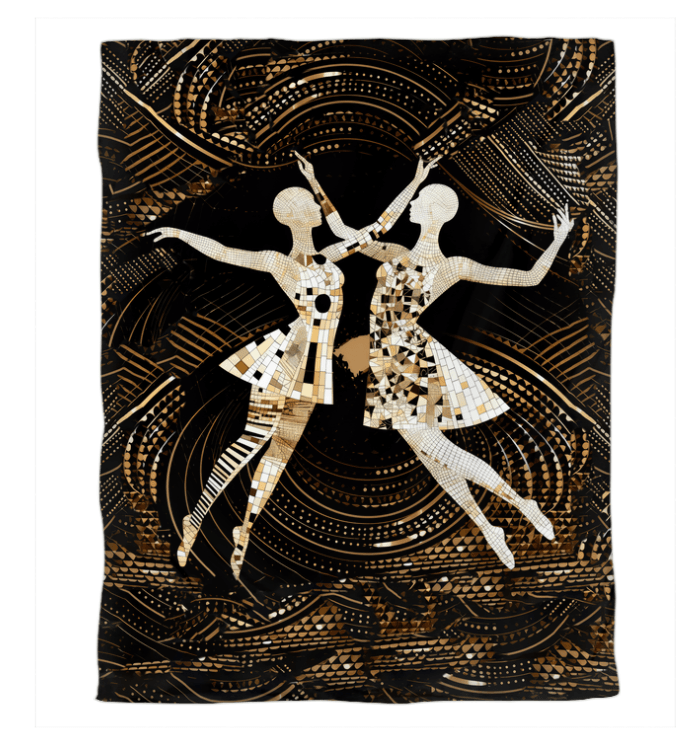 Vibrant and colorful women's dance-themed duvet cover design