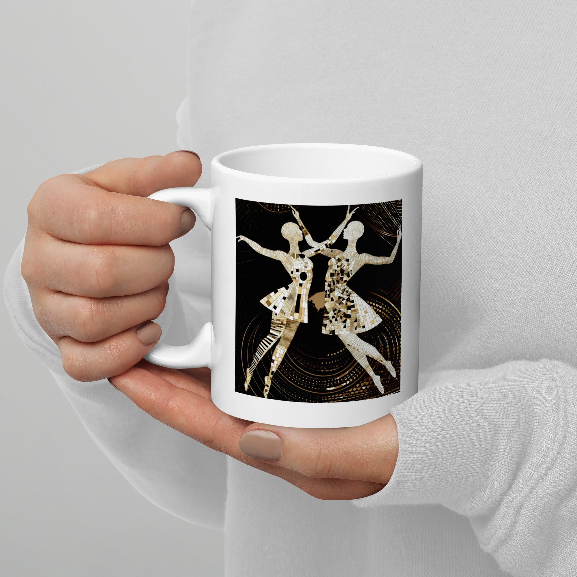 Vibrant Women's Dance Elegance White Glossy Mug - Beyond T-shirts