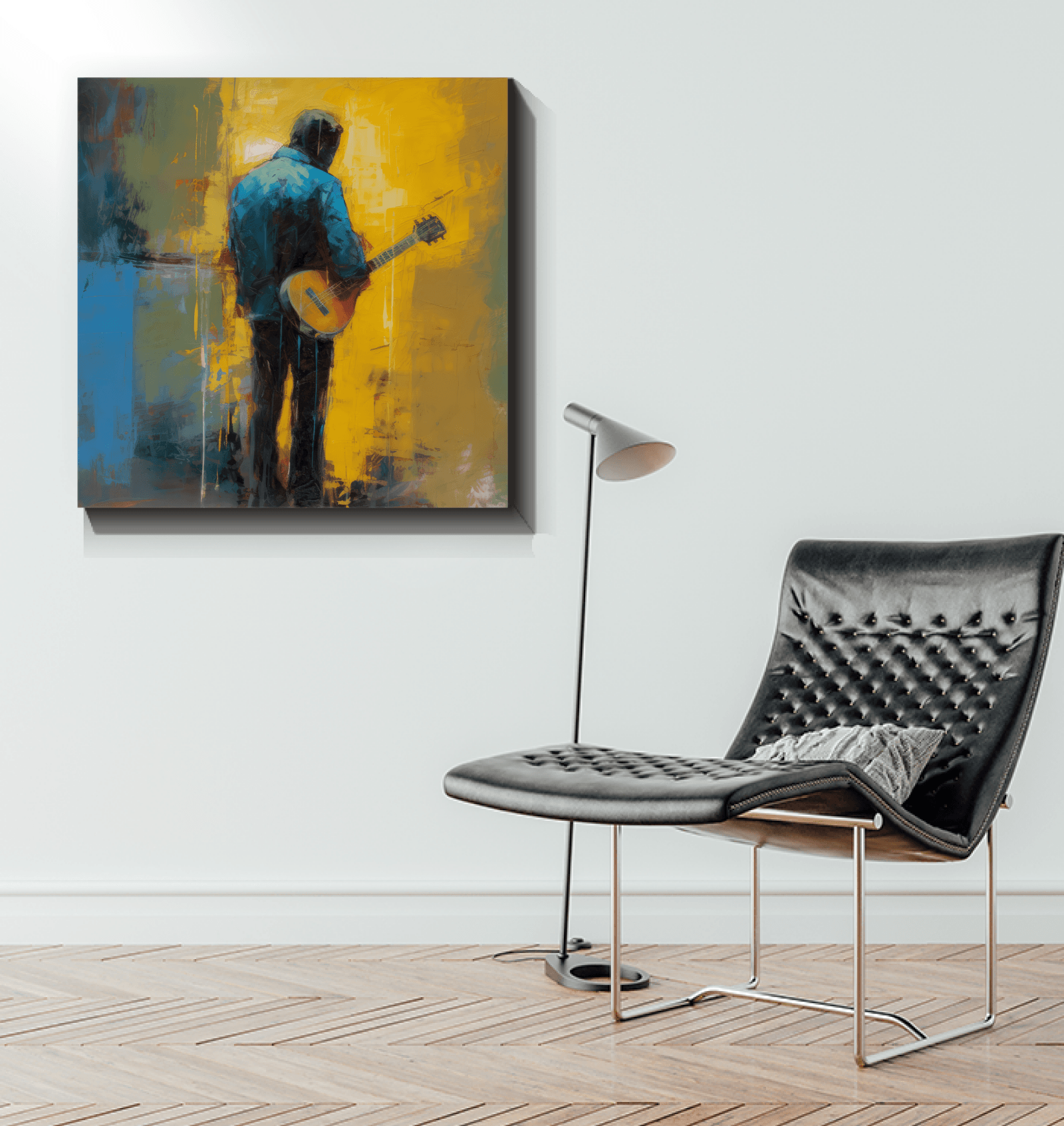 Virtuoso Vibe wrapped canvas, perfect blend of colors and textures.