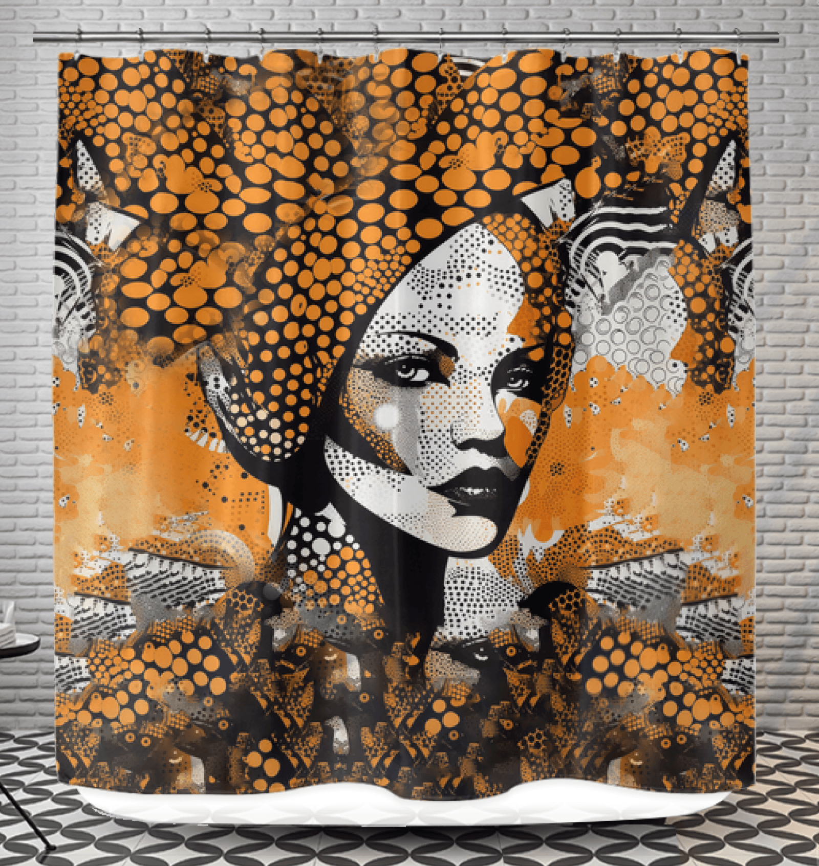 Durable and stylish Visual Velocity shower curtain in bathroom setting
