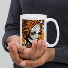 Person holding a Visual Velocity white glossy coffee cup.