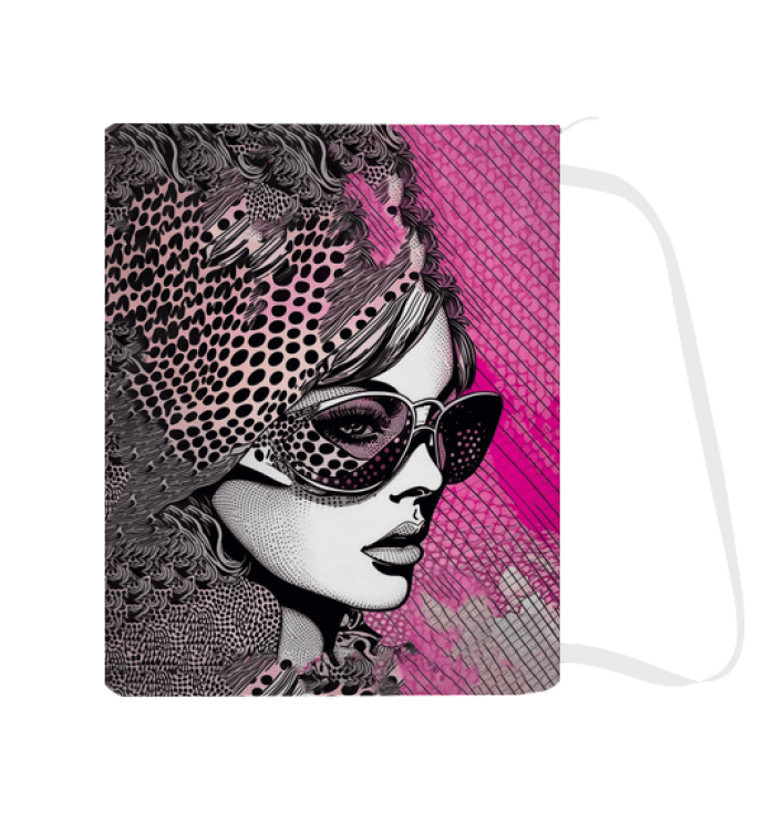 Durable and stylish Visual Visions II laundry bag filled with clothes.