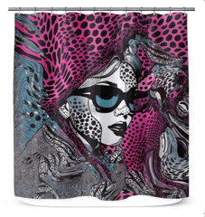 Artistic Visual Visions III shower curtain featuring abstract modern design.