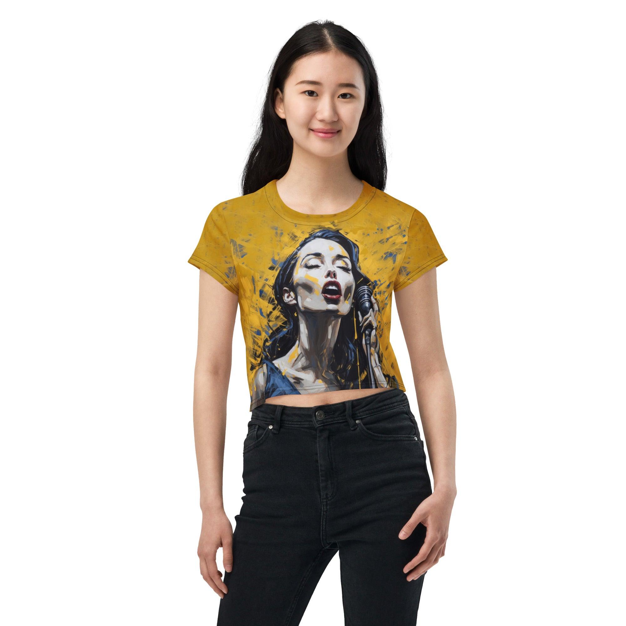 Voice Pop Artists True Instrument All-Over Print Crop Tee - Front View