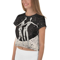 Stylish and Comfortable Whimsical Balletic Print Crop Tee