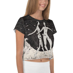 Unique Balletic Fashion Inspired All-Over Print Crop Tee