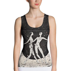 Whimsical balletic fashion tank top with sublimation design