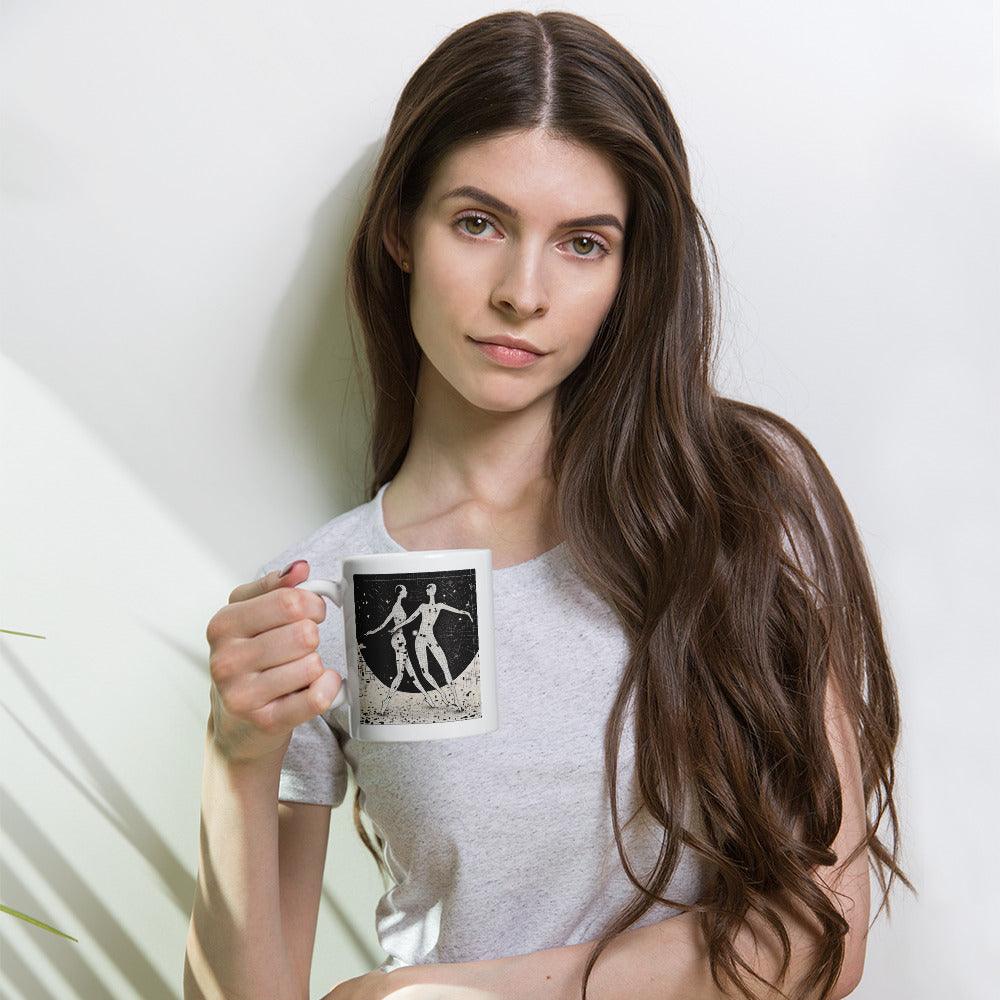 Whimsical Balletic Fashion White Glossy Mug with elegant ballet-inspired design.