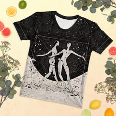 Whimsical ballet-themed women's t-shirt on display