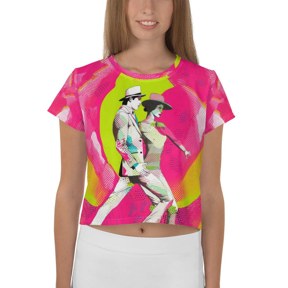 Whimsical Feminine Dance Charm All-Over Print Crop Tee - Beyond T-shirts