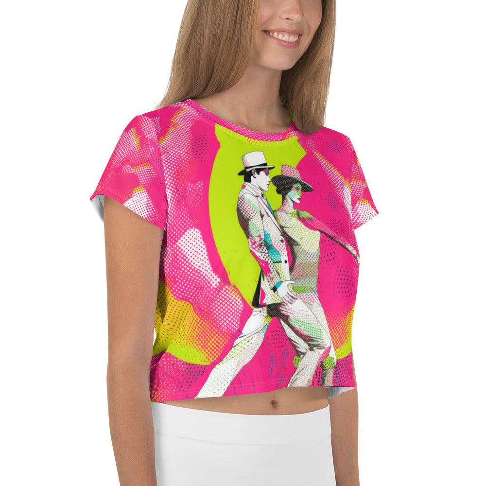 Whimsical Feminine Dance Charm All-Over Print Crop Tee - Beyond T-shirts