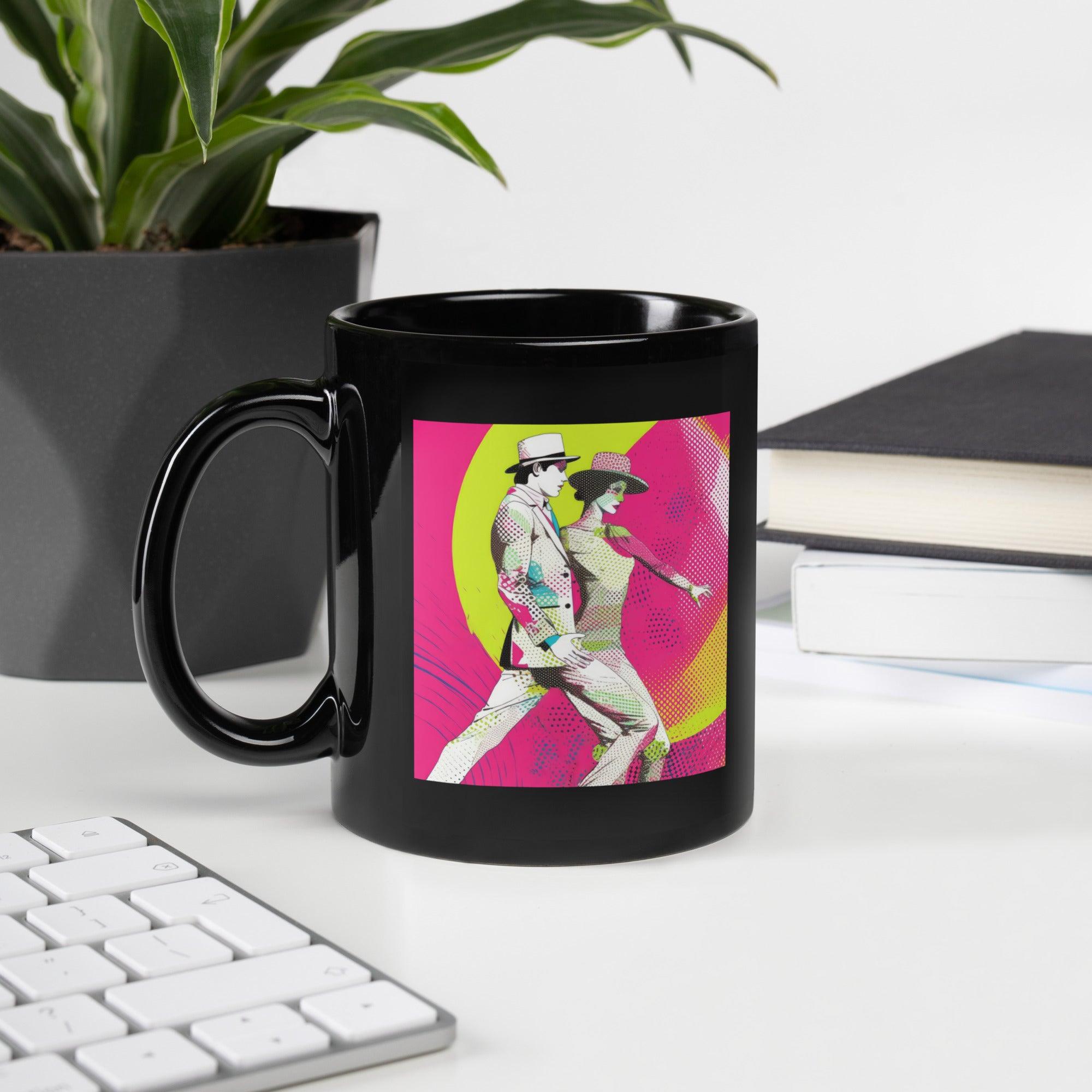 Whimsical Feminine Dance Charm Black Glossy Mug - Beyond T-shirts