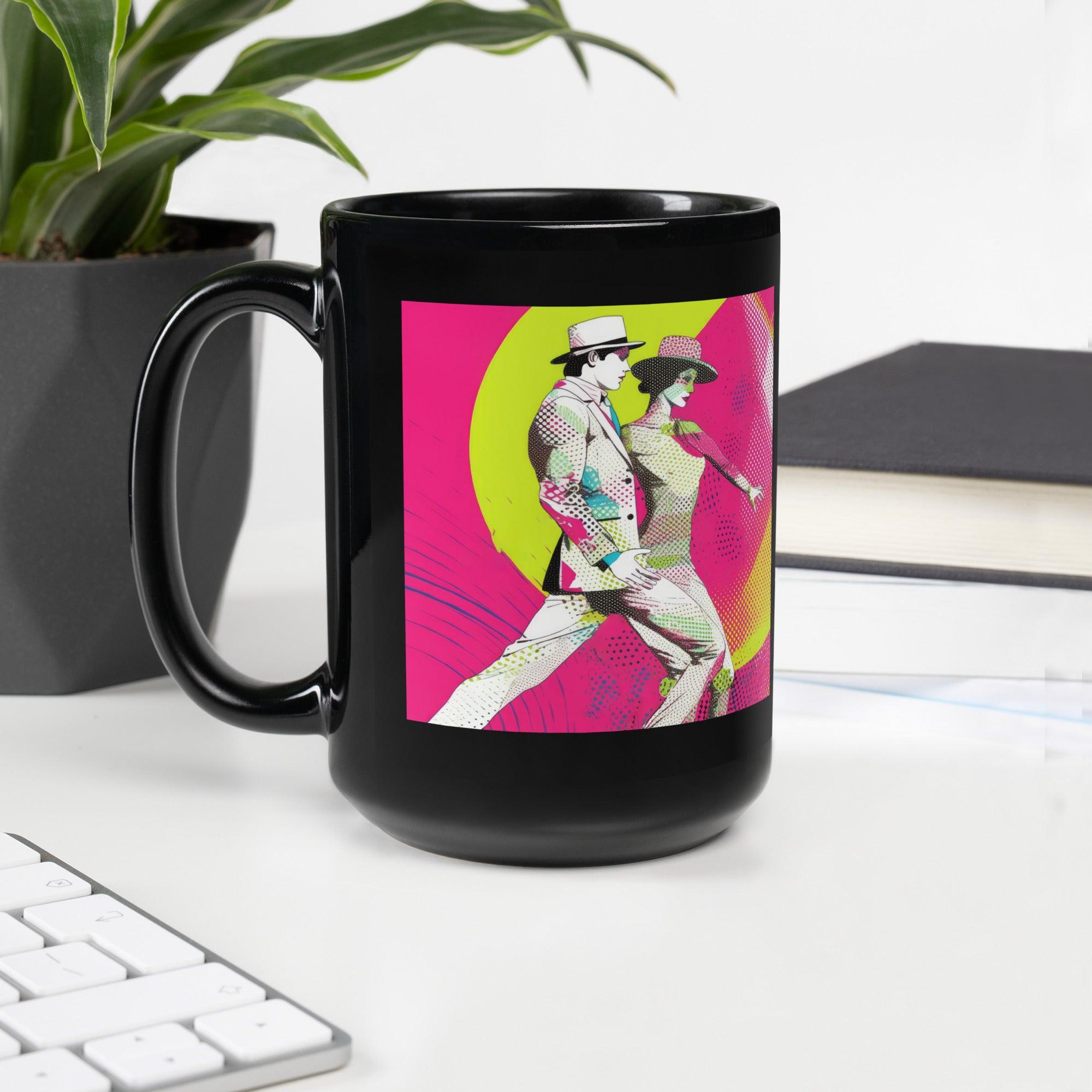 Whimsical Feminine Dance Charm Black Glossy Mug - Beyond T-shirts