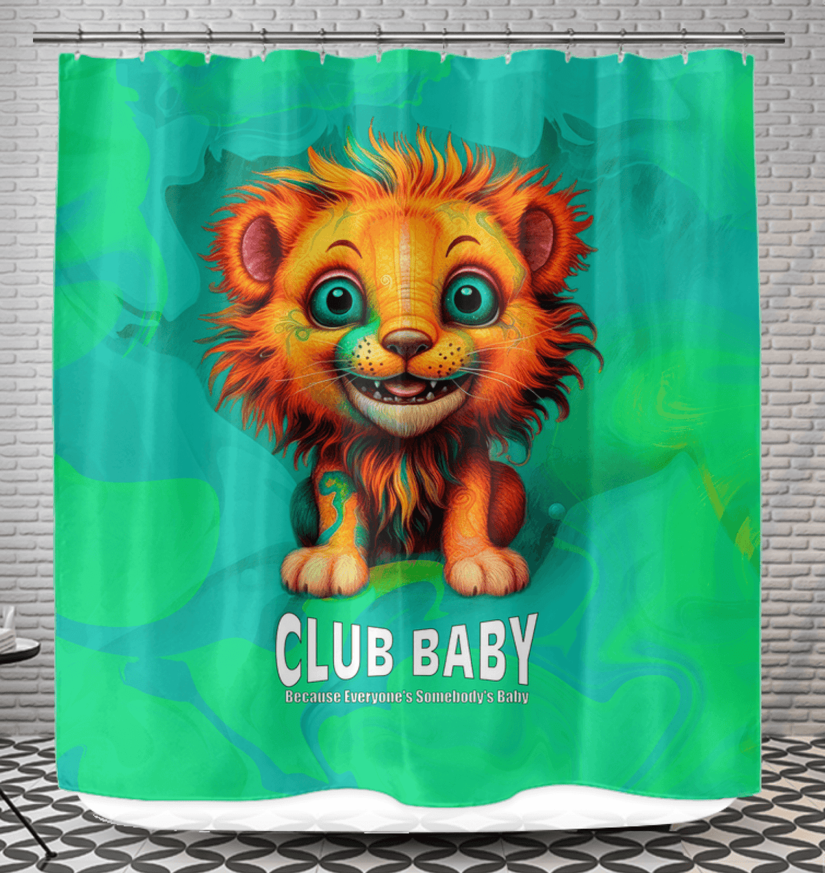 Artistic shower curtain with whimsical mane stares design for modern bathrooms.