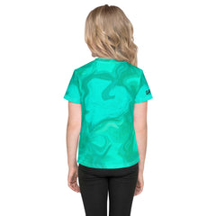 Kids Whimsical Pupils Delight t-shirt in outdoor setting, showcasing vibrant colors.