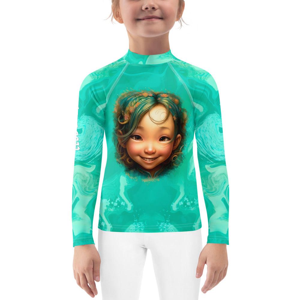 Playful design kids rash guard for outdoor activities.