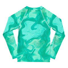 Kid's rash guard with unique Whimsical Pupils pattern.