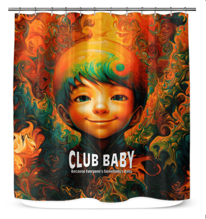 Close-up of Whimsical Sparkling Glances Shower Curtain showing its unique sparkling design.