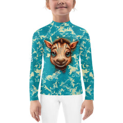 Colorful spotted rash guard for children's outdoor activities.