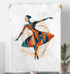 Artistic Sherpa Blanket featuring Women's Dance Charm, draped over a chair.