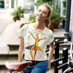 Whirlwind Balletic Style Crop Tee with vibrant all-over print design.