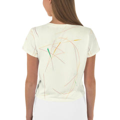 Elegant all-over print Crop Tee in Balletic Style, perfect for dancers.