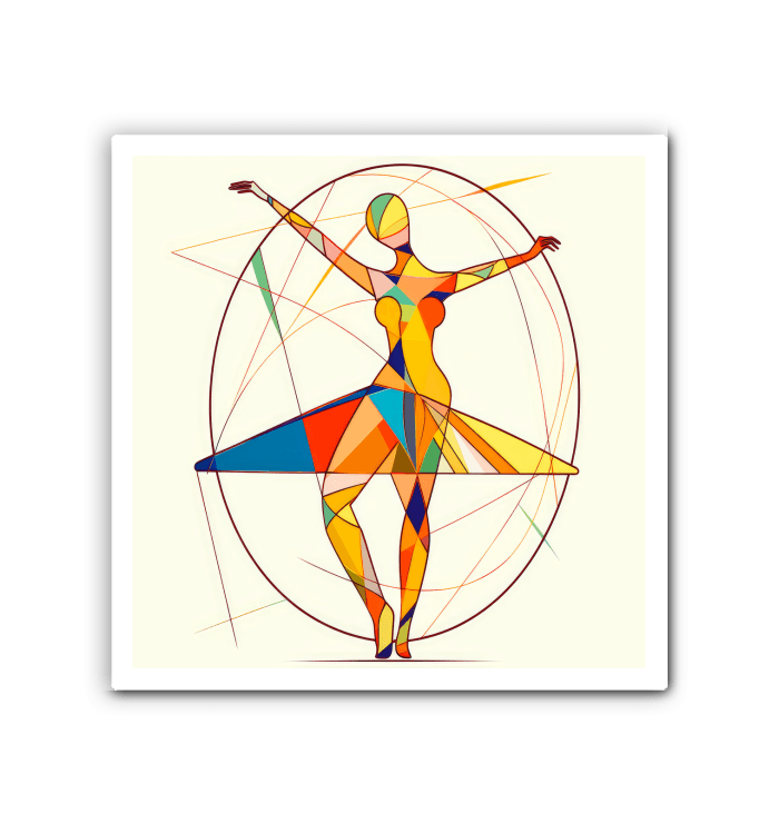 Wrapped canvas art of a balletic whirlwind style in vibrant colors.