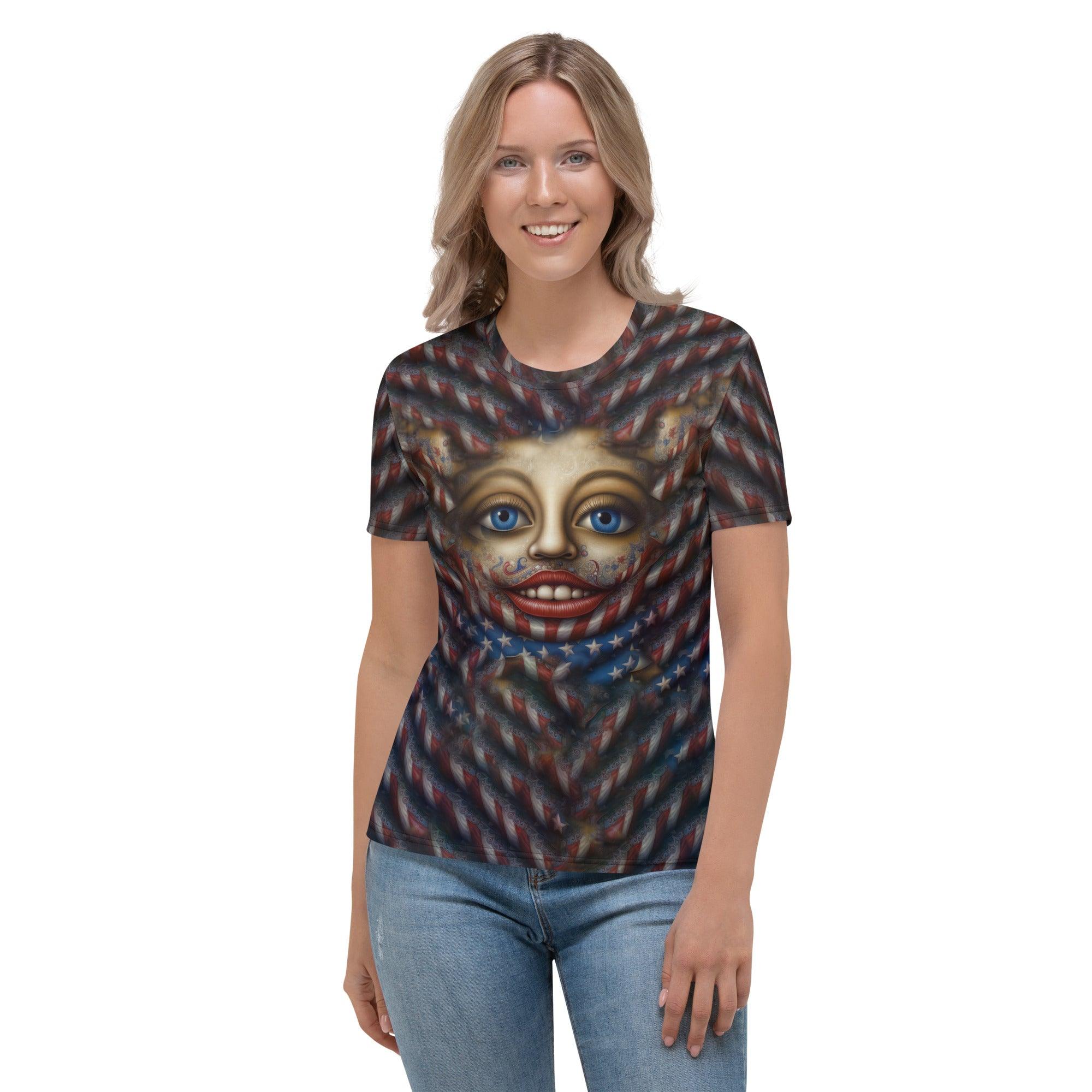 Whispering Wind Women's T-shirt laid flat on a neutral background