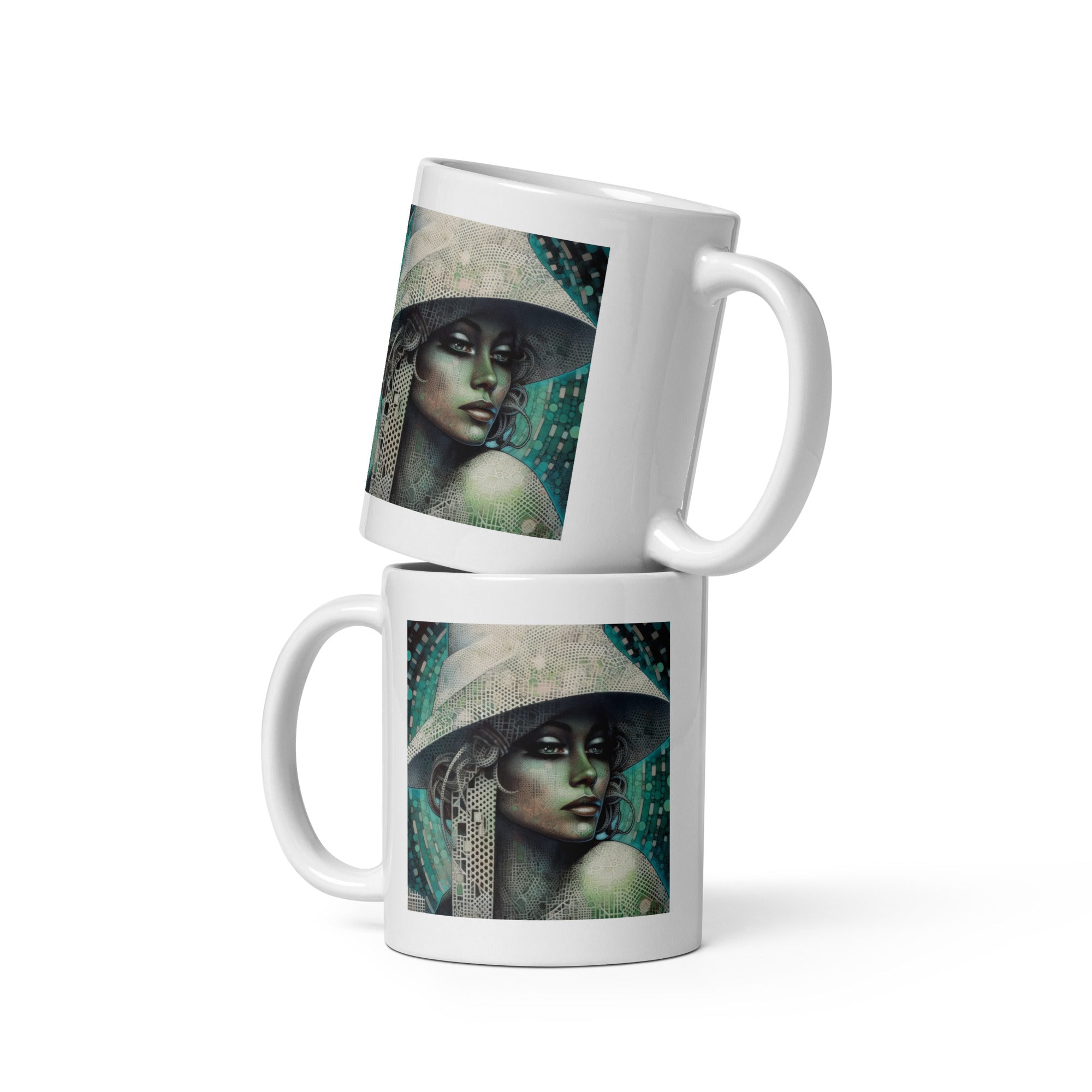 Ocean Serenity Beyond Style White Glossy Mug with oceanic design.